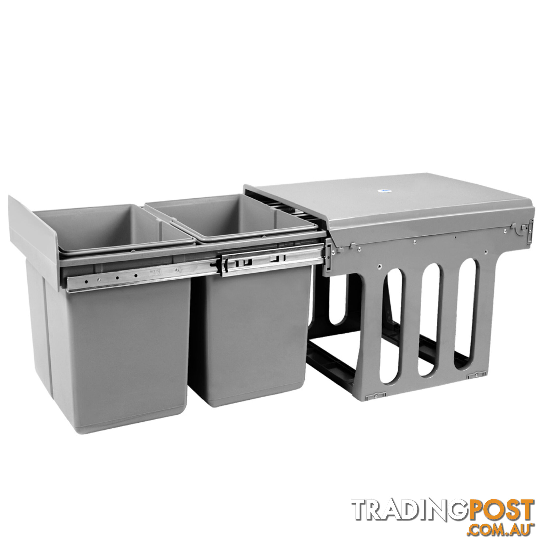 Double Duel Slide Garbage Twin Pull Out Rubbish Bin Waste Basket 2 x 15L