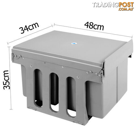 Double Duel Slide Garbage Twin Pull Out Rubbish Bin Waste Basket 2 x 15L