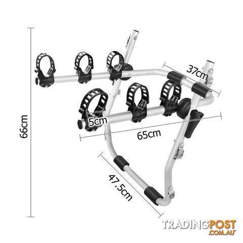 Foldable Aluminium Strap-On 3 Bicycle Bike Rack Carrier