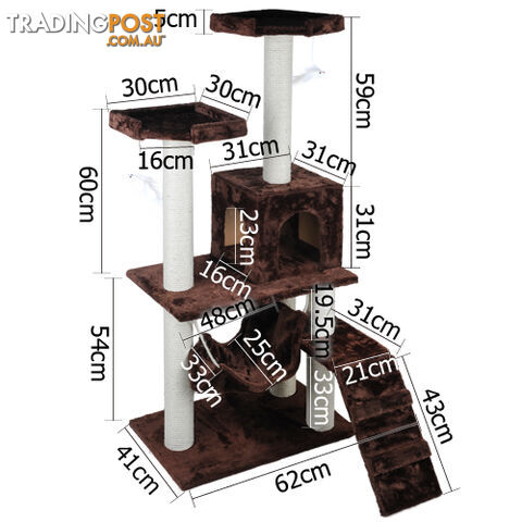 150cm Cat Scratching Poles Pet Post Furniture Tree Gym House Climber Condo Brown