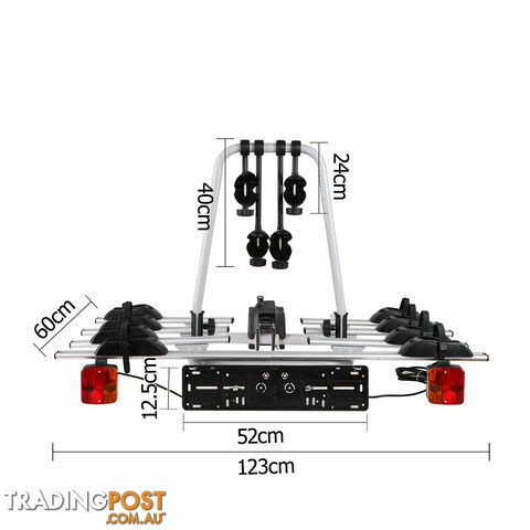 Bicycle Bike Carrier Rack  w/ Tow Ball Mount Black Silver