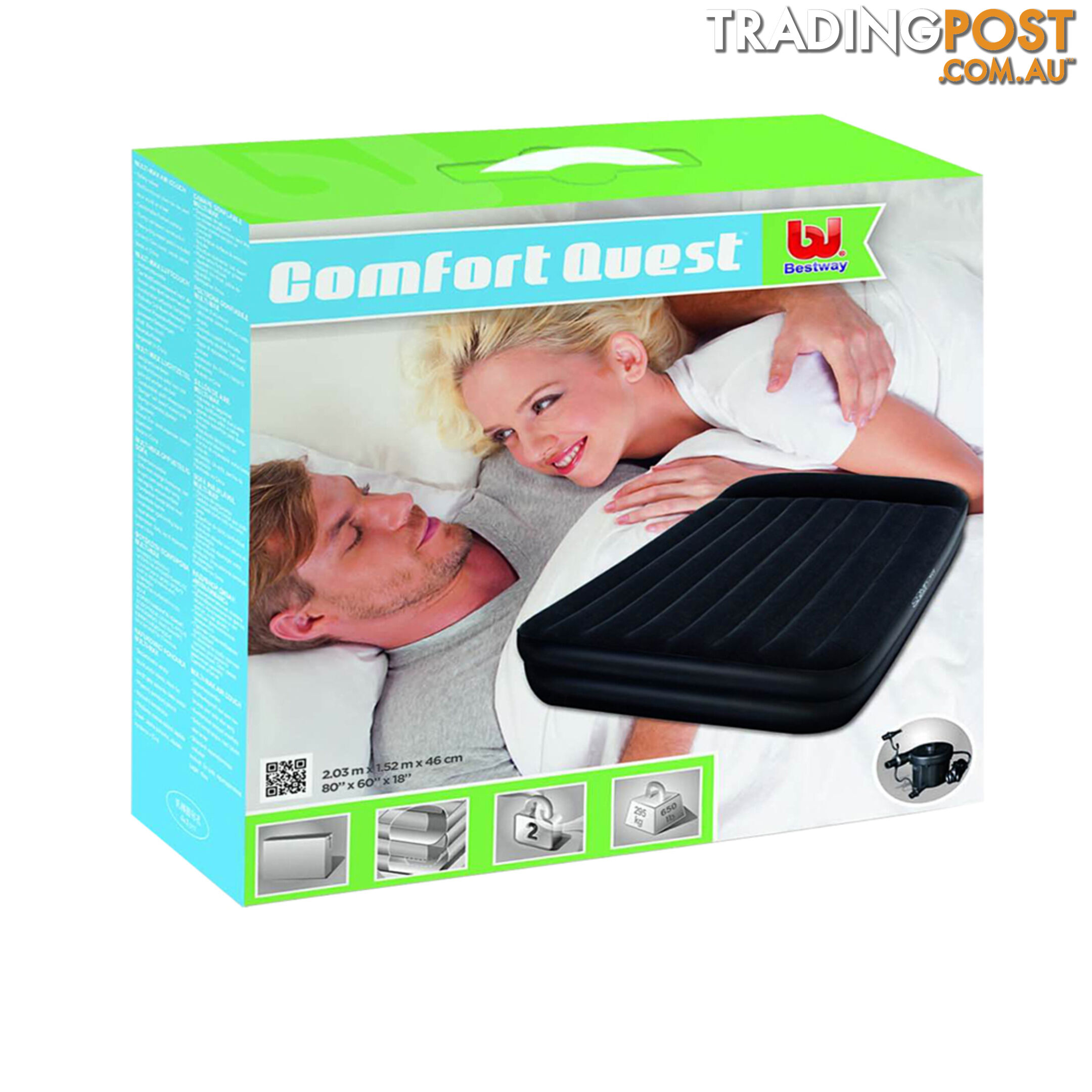 Bestway Inflatable Flocked Mattress Queen w/ Electric Pump