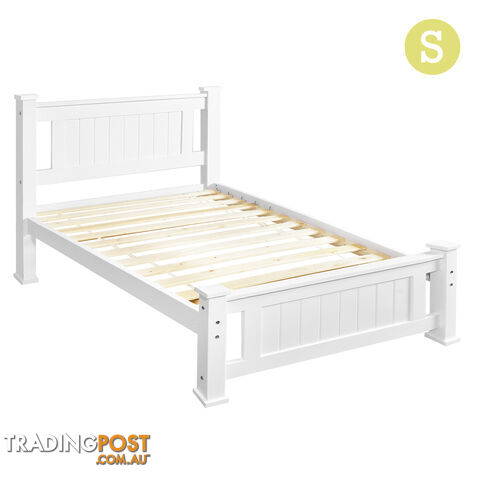 Wooden Bed Frame Pine Wood Single White