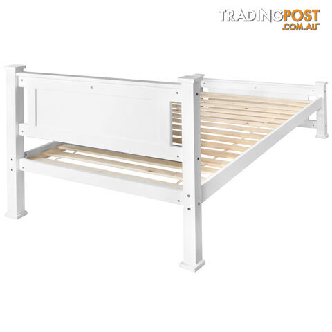 Wooden Bed Frame Pine Wood Single White