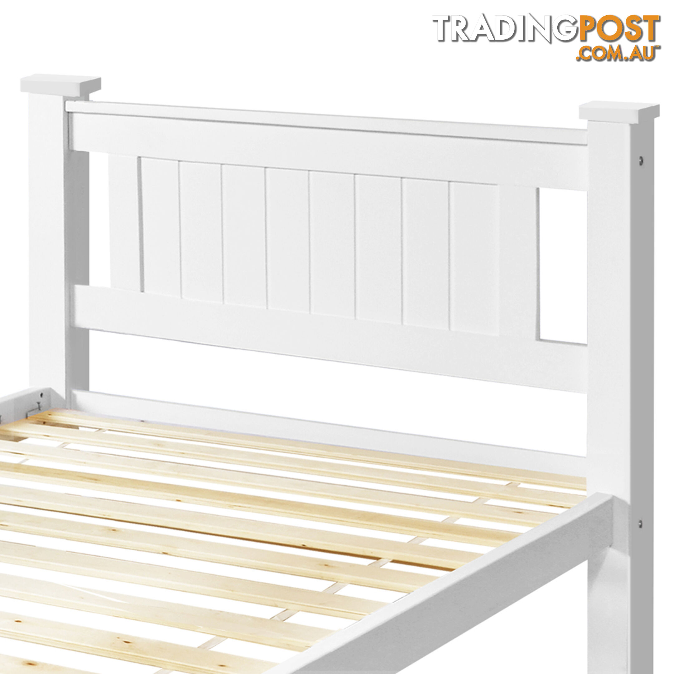 Wooden Bed Frame Pine Wood Single White