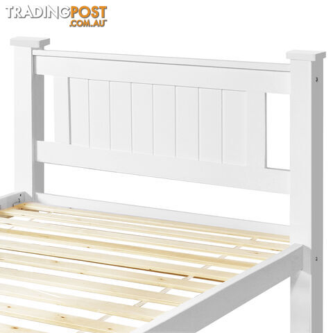 Wooden Bed Frame Pine Wood Single White