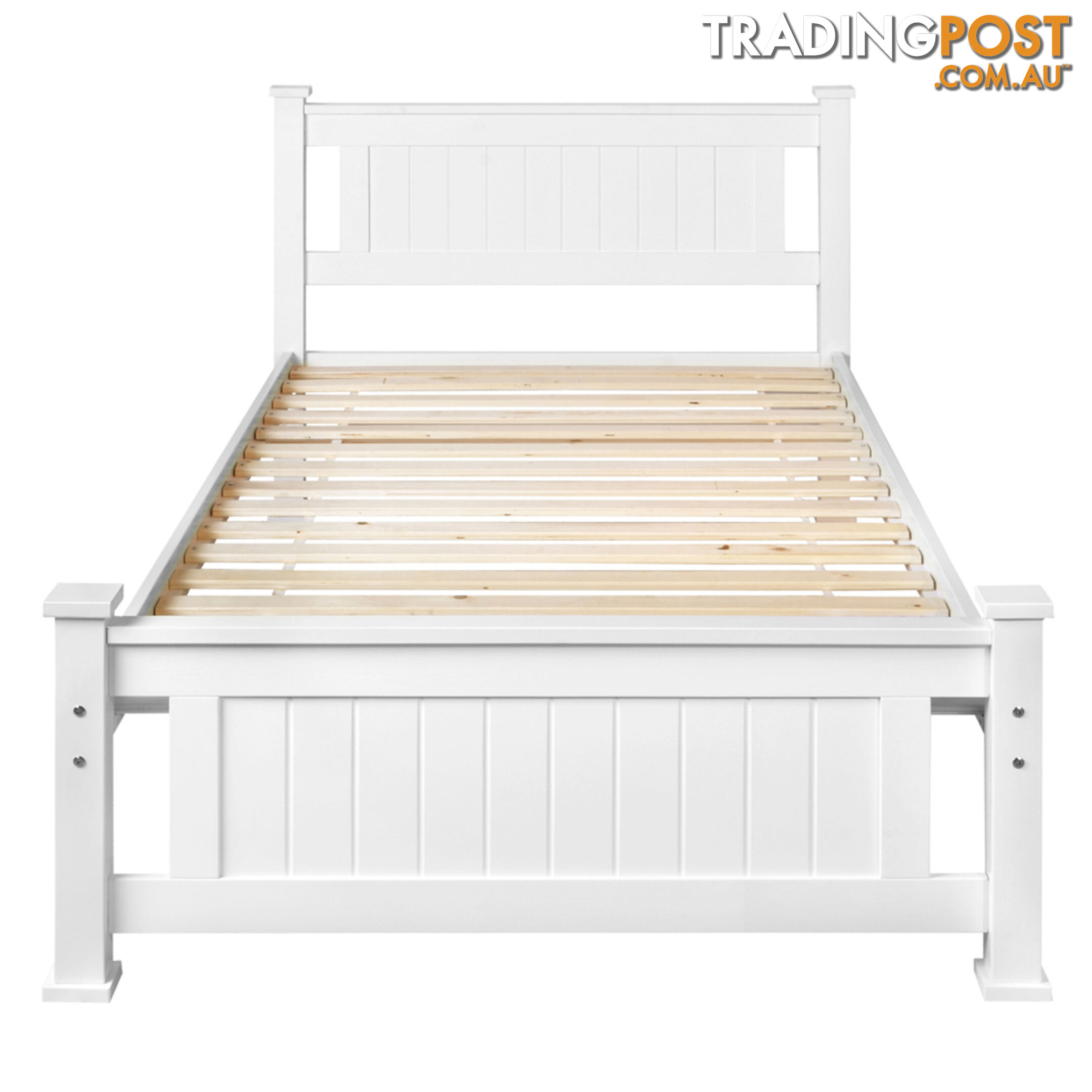 Wooden Bed Frame Pine Wood Single White