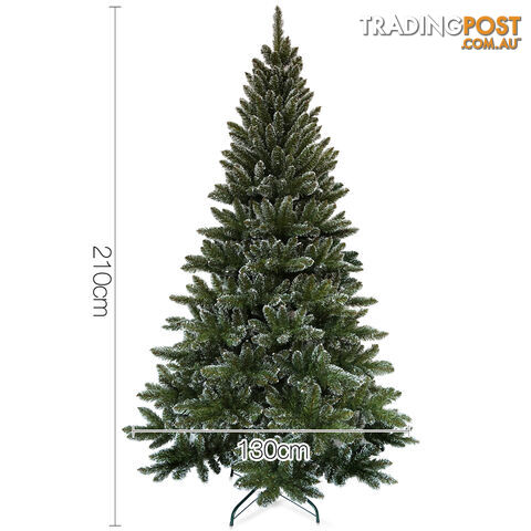 7FT Premium Snowy Christmas Tree 210cm Xmas Home Decoration Steel Base Green