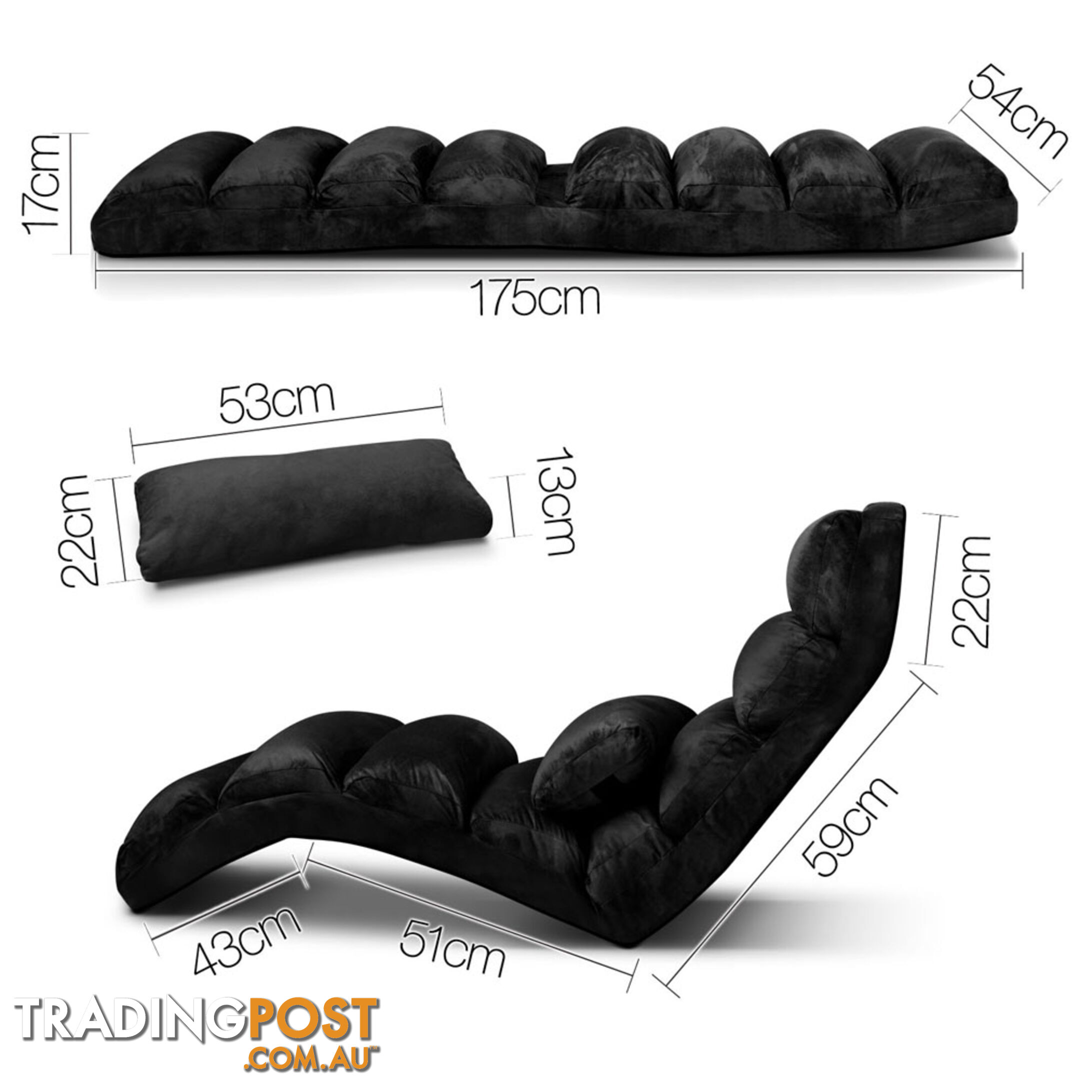 Lounge Sofa Chair - 75 Adjustable Angles _ Black