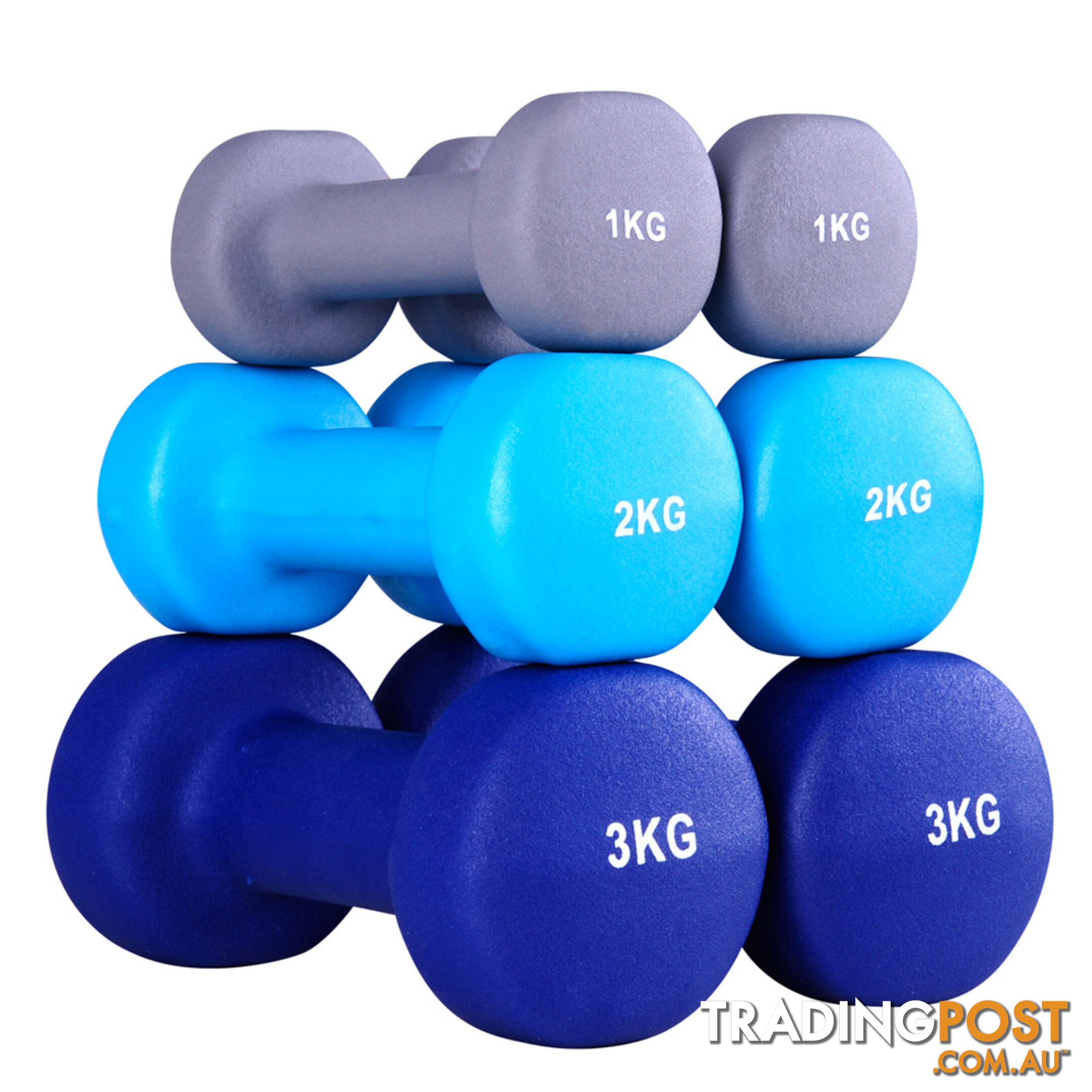 Everfit 6 Piece 12kg Dumbbell Weights Set w/ Stand