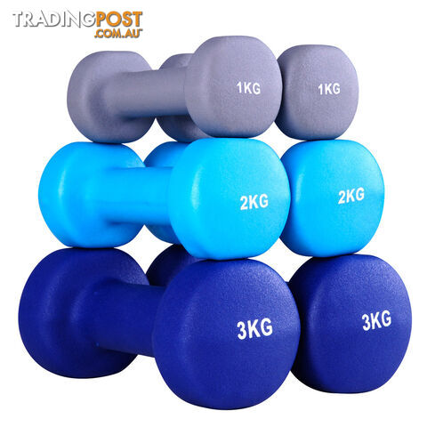 Everfit 6 Piece 12kg Dumbbell Weights Set w/ Stand