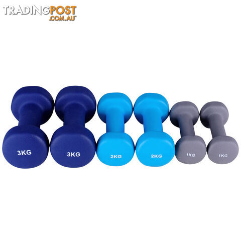 Everfit 6 Piece 12kg Dumbbell Weights Set w/ Stand