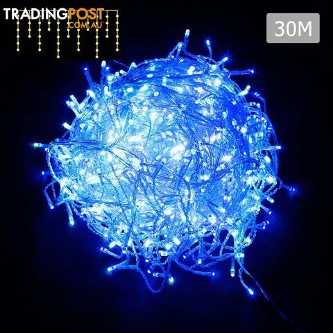 Blue White 800 LED Fairy Icicle Lights Outdoor Indoor Decoration Wedding Party