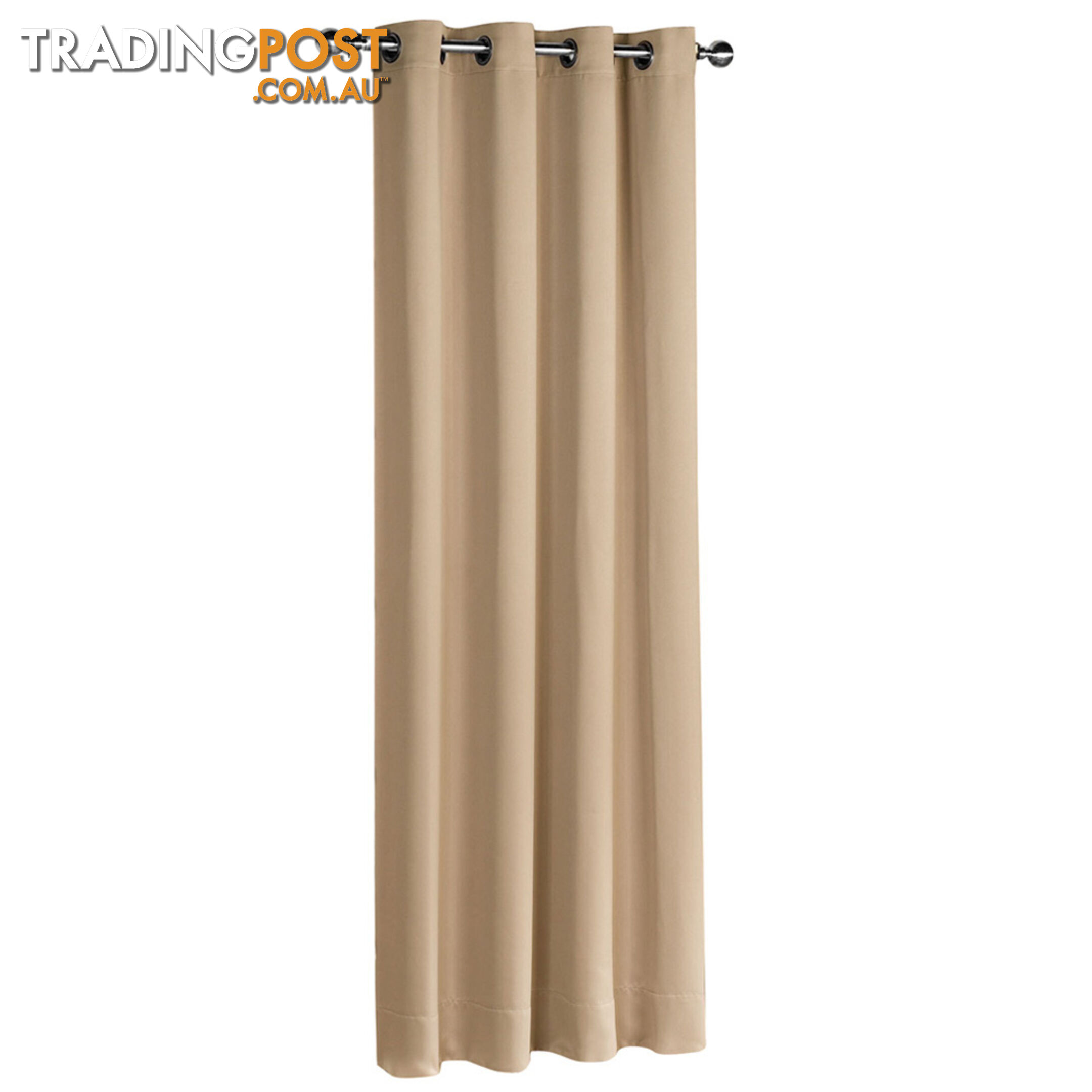 Luxury Blockout Eyelet Curtain 3 Layers Pure Fabric Room Darkening Latte 140cm