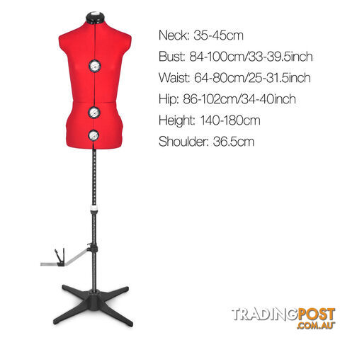 Size 8 - 14 Adjustable Dressmaking Female Mannequin Tailor Cloth Display Red