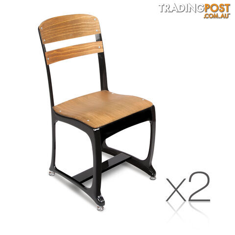 2 x Replica Eton Dining Chairs Vintage Warehouse Industrial Style Chair Black