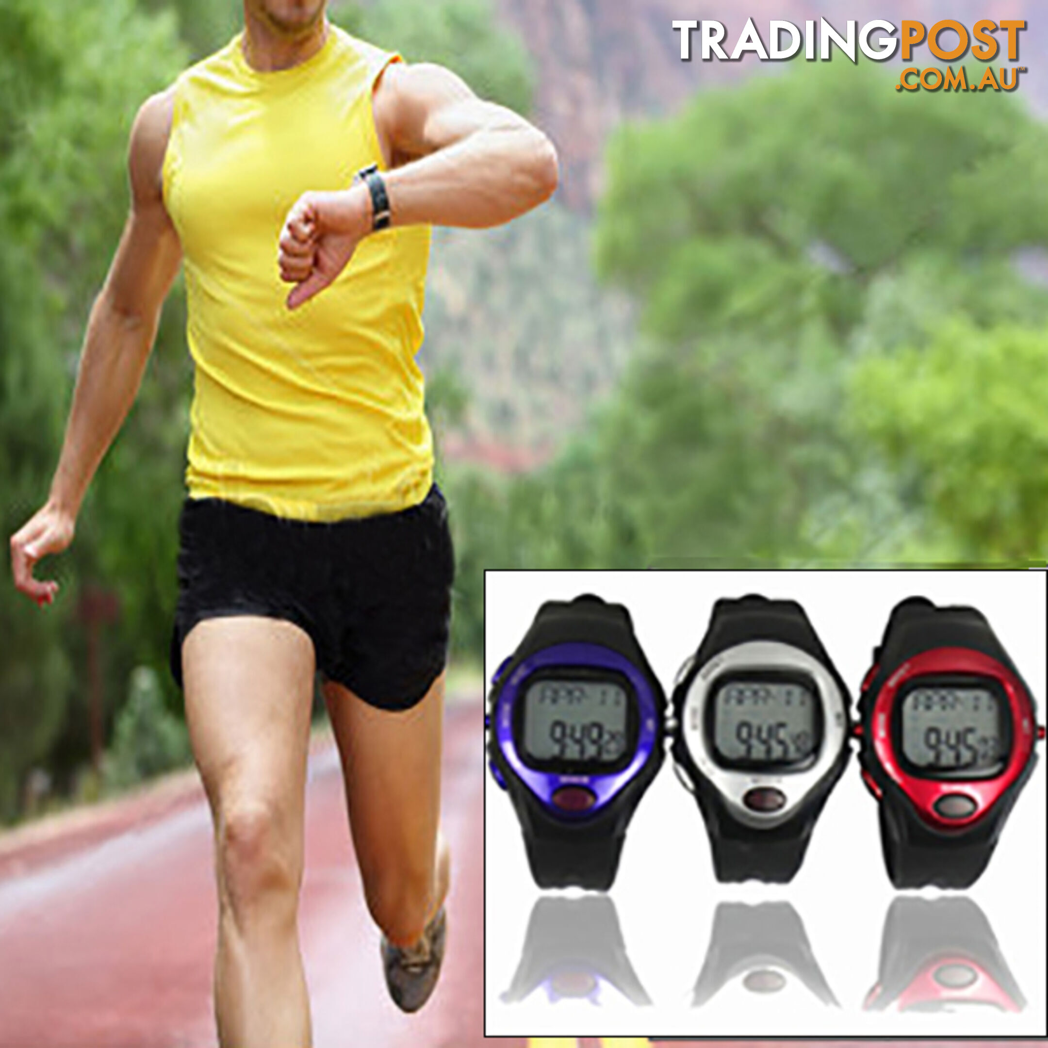 Exercise Pulse Heart Rate Monitor Calorie Counter Sports Watch Silver