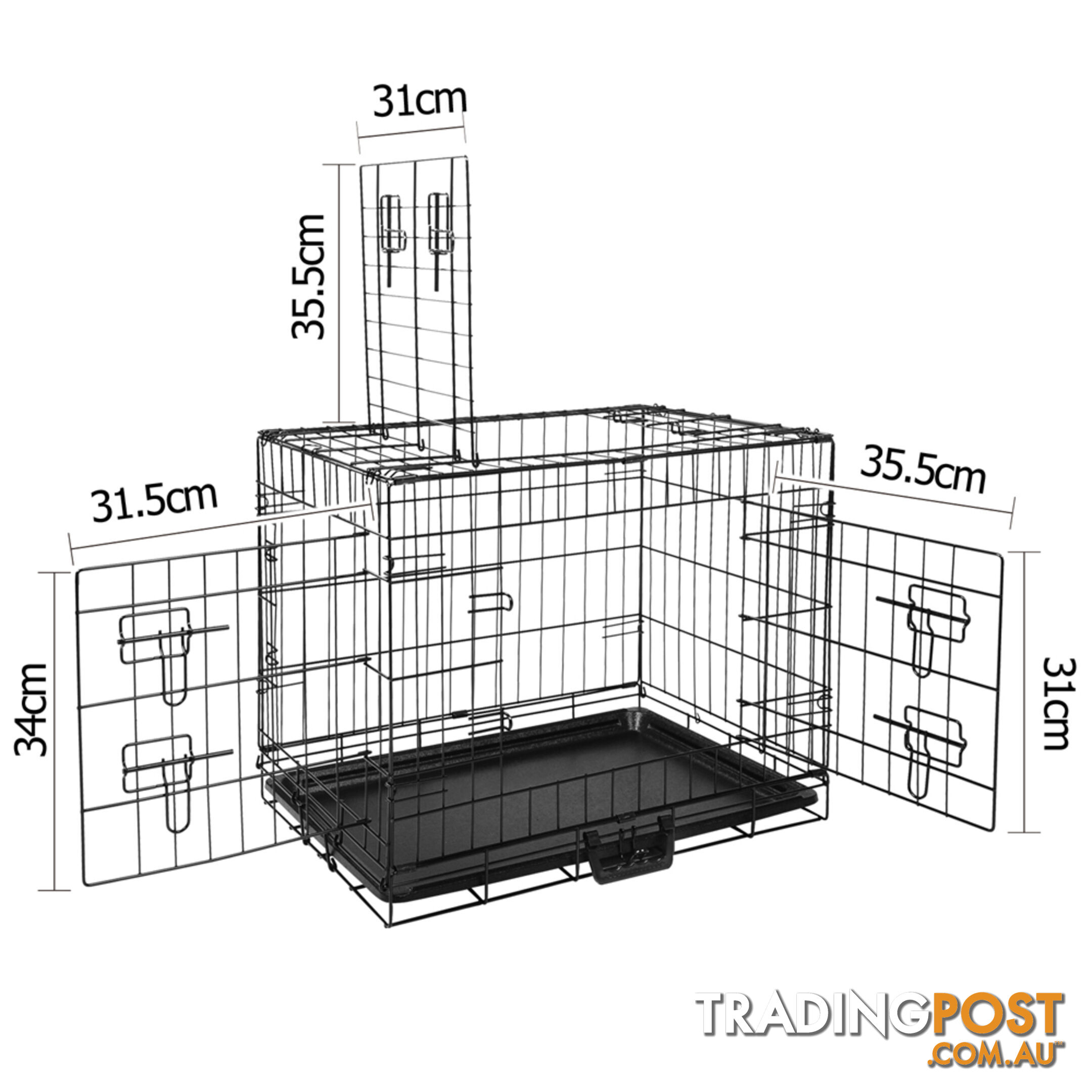 24 Inch Pet Portable Foldable Metal Cage Black