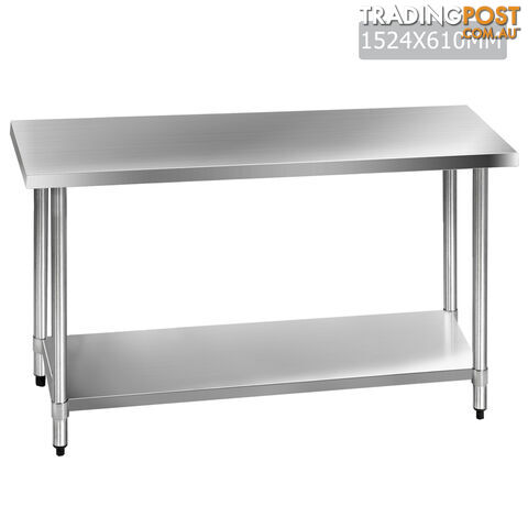 Commercial Stainless Steel Kitchen Work Bench Food Preparation Table Top 1524mm