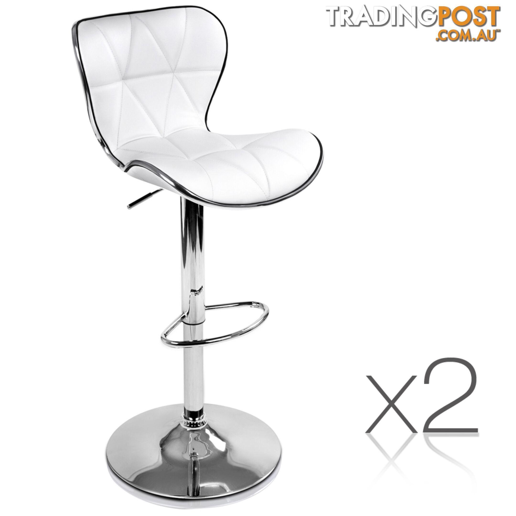 2 x PU Leather Kitchen Bar Stool White