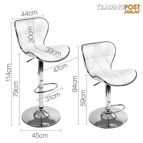 2 x PU Leather Kitchen Bar Stool White