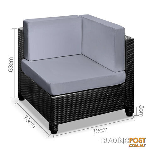 Outdoor Lounge 4 Seater Garden Furniture Wicker 5pcs Rattan Sofa Setting BKGR