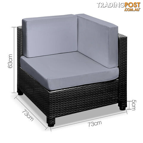 Outdoor Lounge 4 Seater Garden Furniture Wicker 5pcs Rattan Sofa Setting BKGR