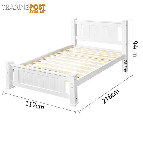 Wooden Bed Frame Pine Wood King Single White