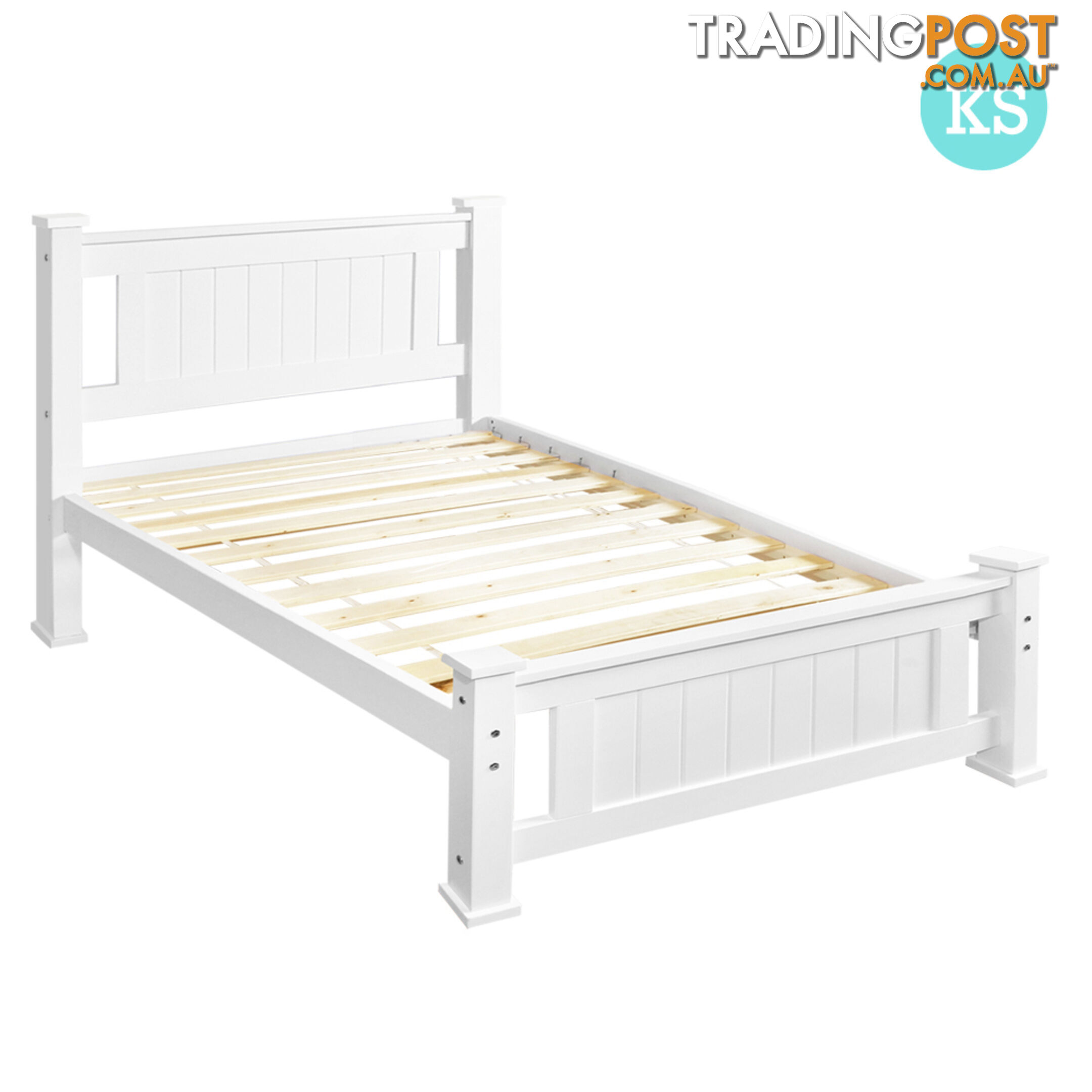 Wooden Bed Frame Pine Wood King Single White