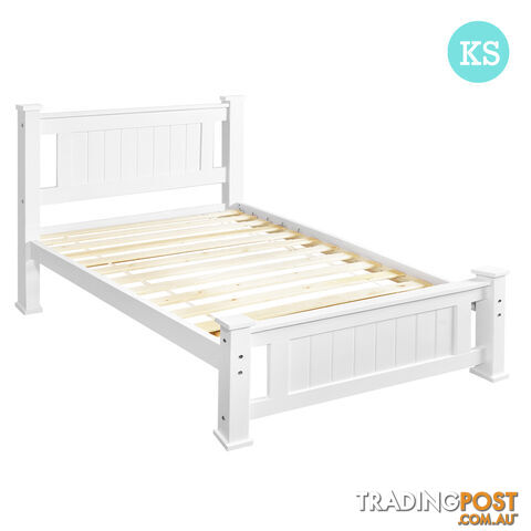 Wooden Bed Frame Pine Wood King Single White