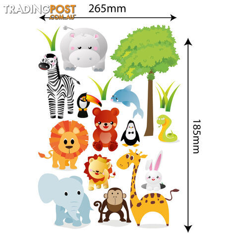 Medium Size Cute Zoo Animals Kids Wall Stickers - Totally Movable
