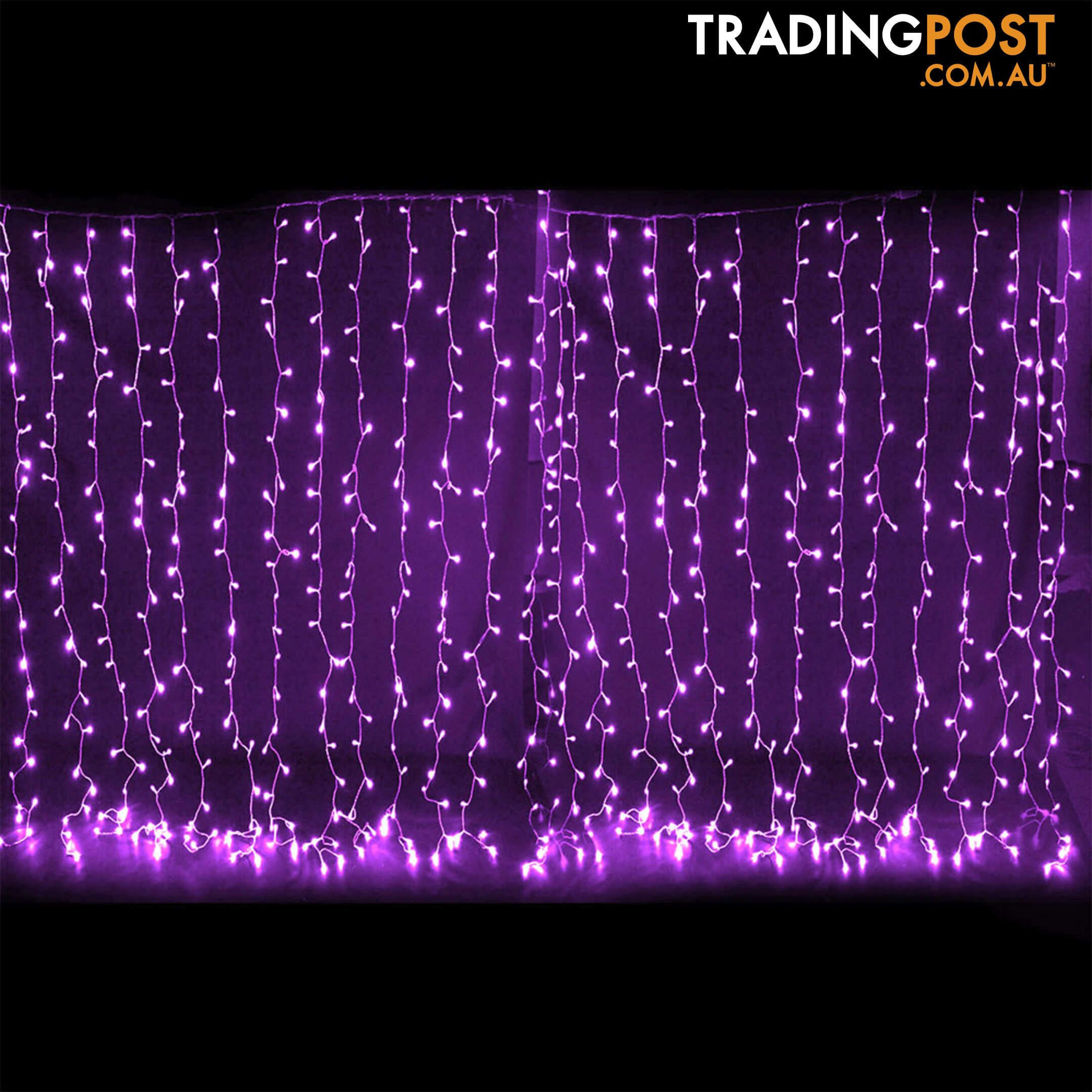Purple 600 LED Fairy Curtain Lights Outdoor Indoor Decoration Wedding Party