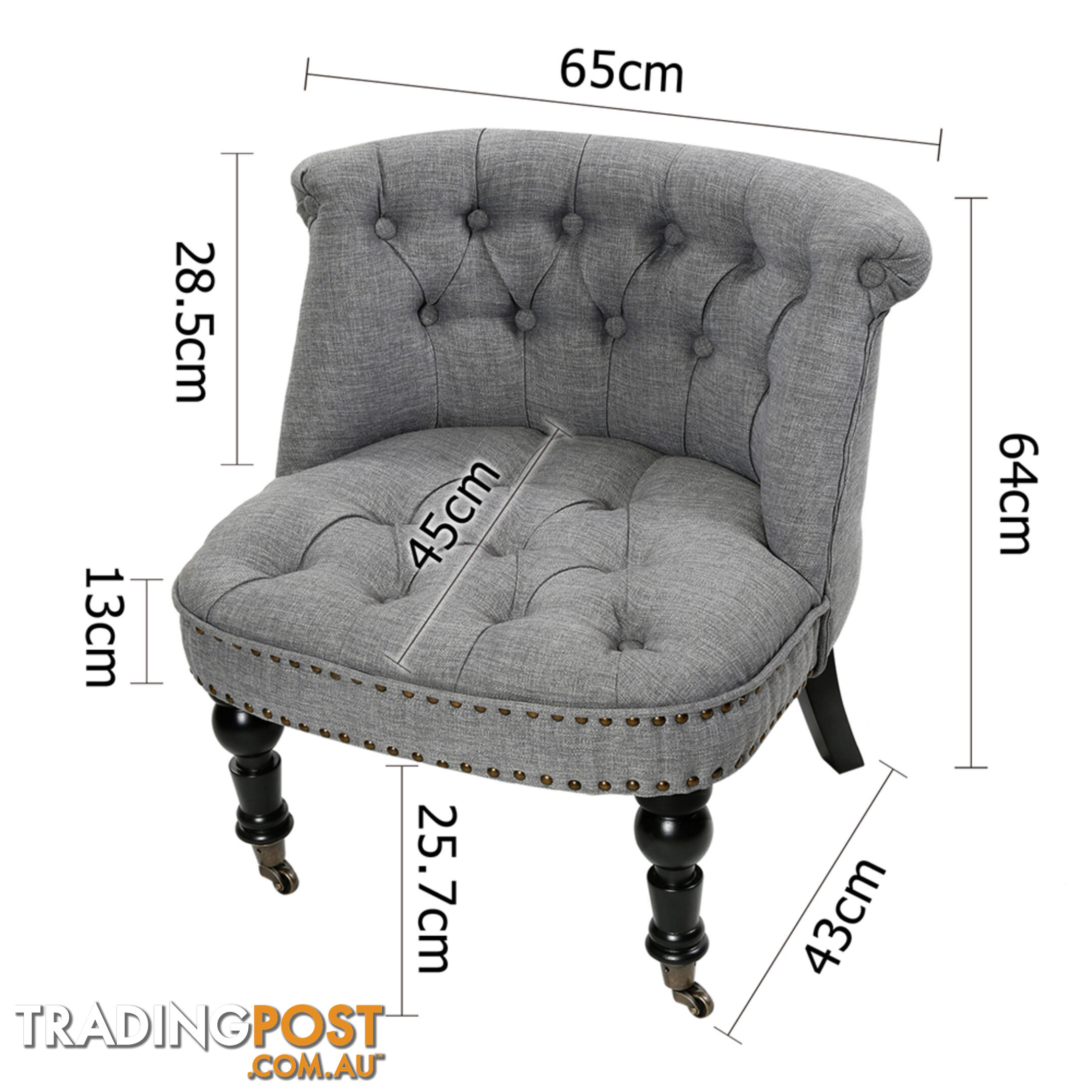 Lorraine Chair French Provincial Linen Fabric Sofa Ash Grey