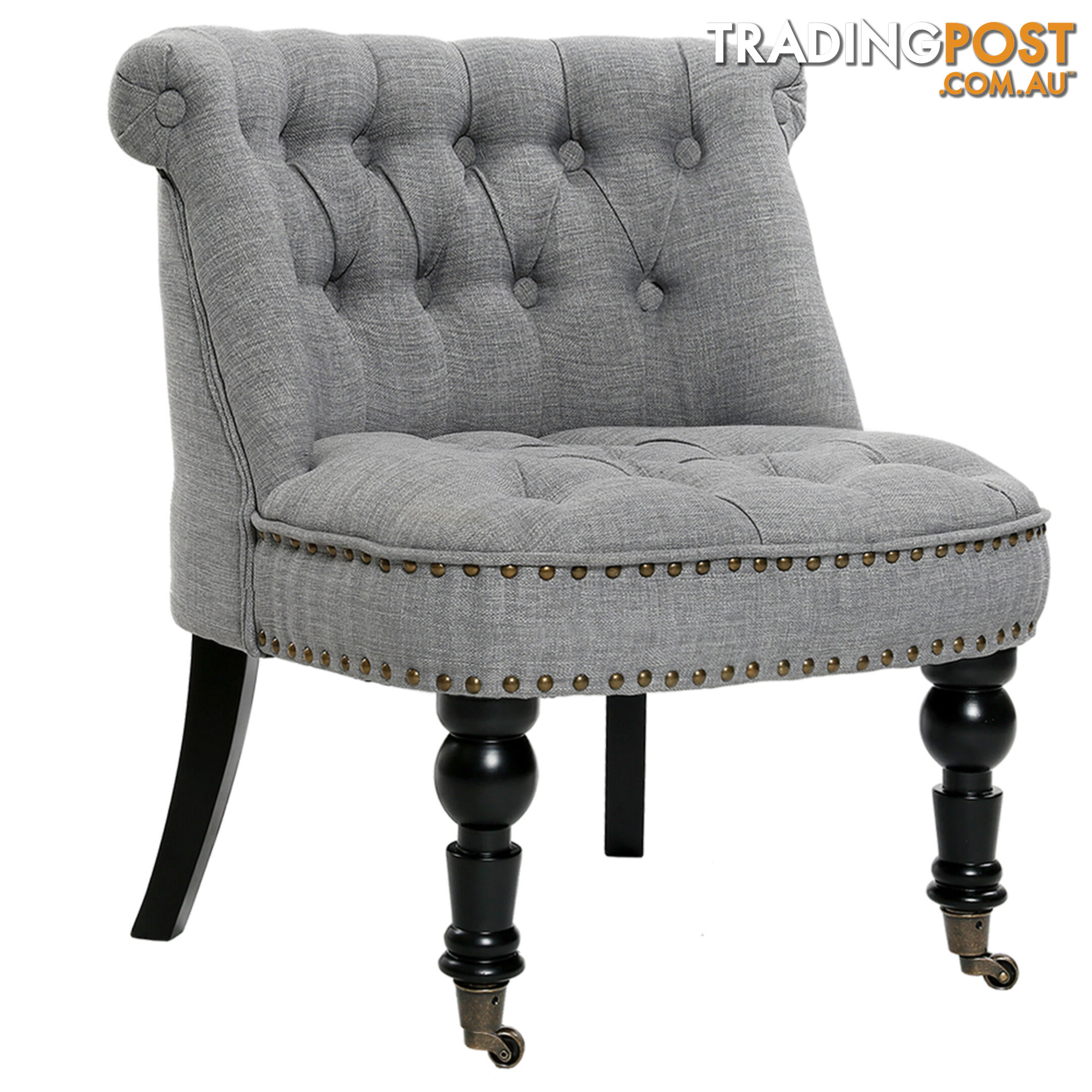 Lorraine Chair French Provincial Linen Fabric Sofa Ash Grey