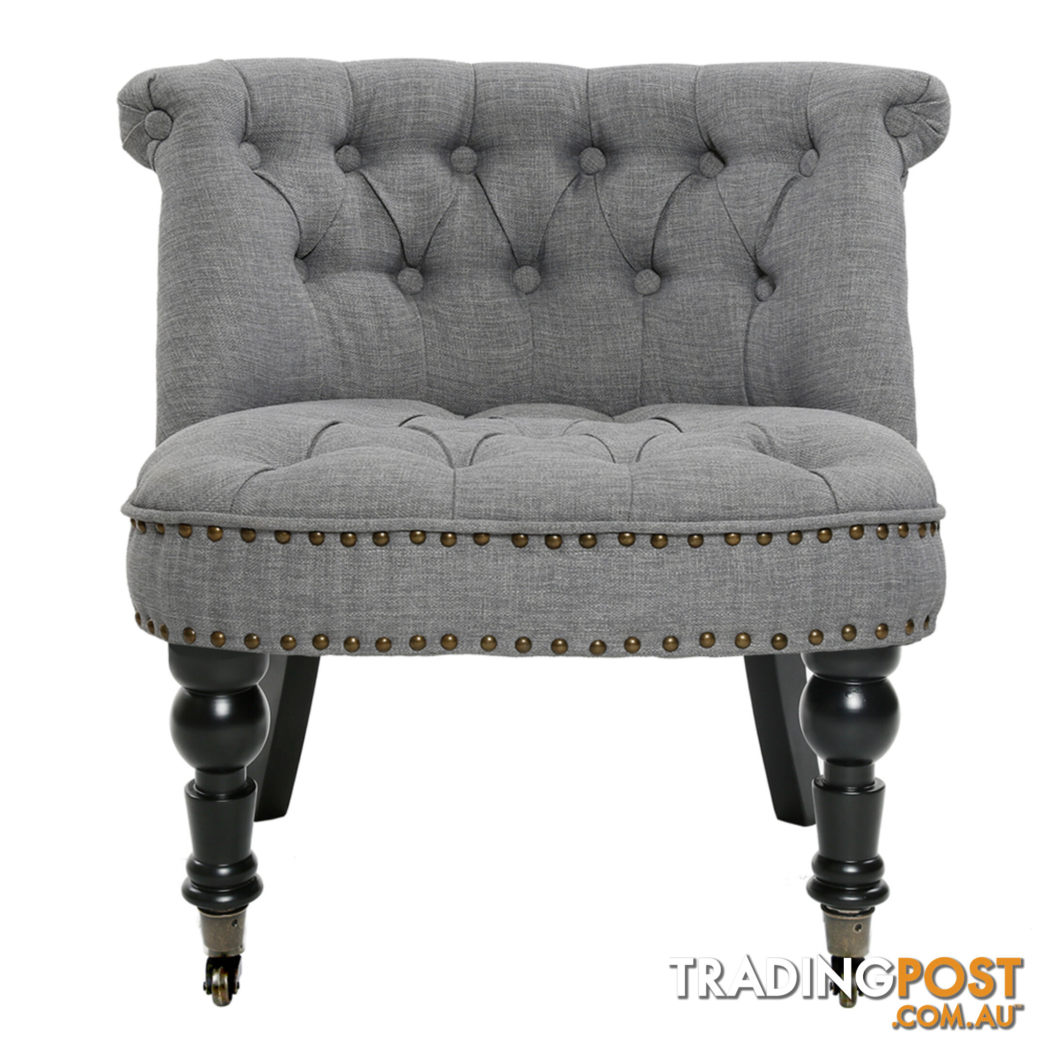 Lorraine Chair French Provincial Linen Fabric Sofa Ash Grey