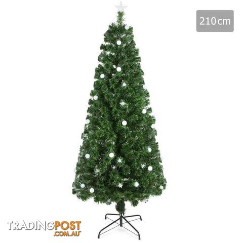 7FT Christmas Tree LED Lights 2.1M Fabric Optic Xmas Home Decoration Green