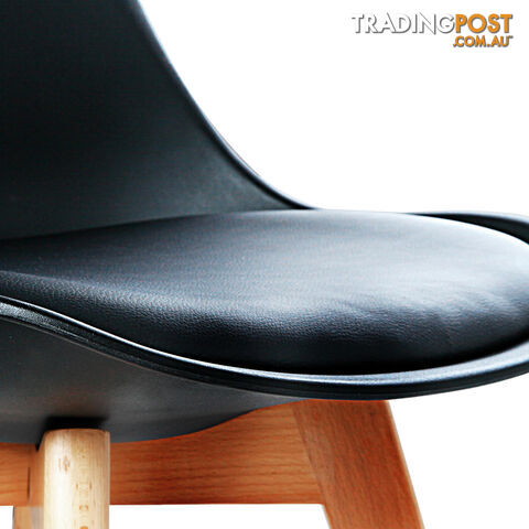 Set of 2 Dining Chair PU Leather Seat Black