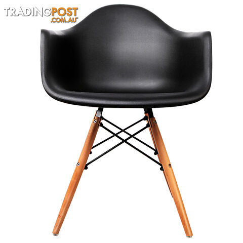 Set of 2 Replica Eames Cafe Chairs Beech Black