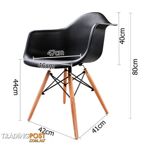 Set of 2 Replica Eames Cafe Chairs Beech Black