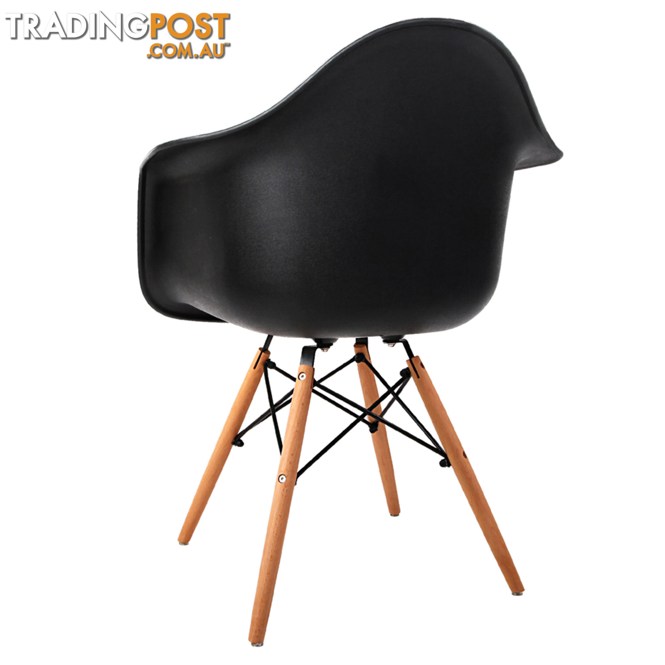 Set of 2 Replica Eames Cafe Chairs Beech Black