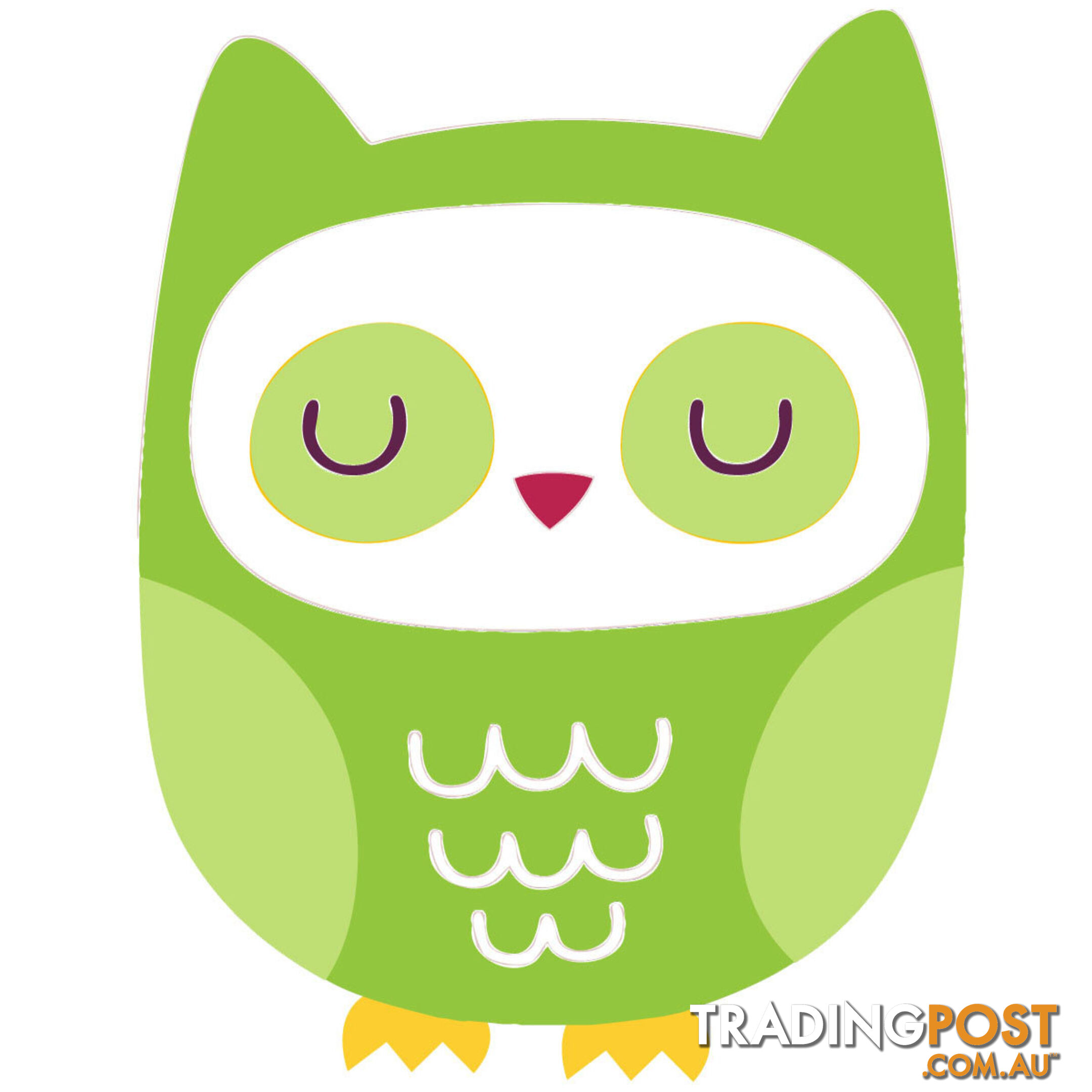 10 X Green Owl Wall Stickers - Totally Movable