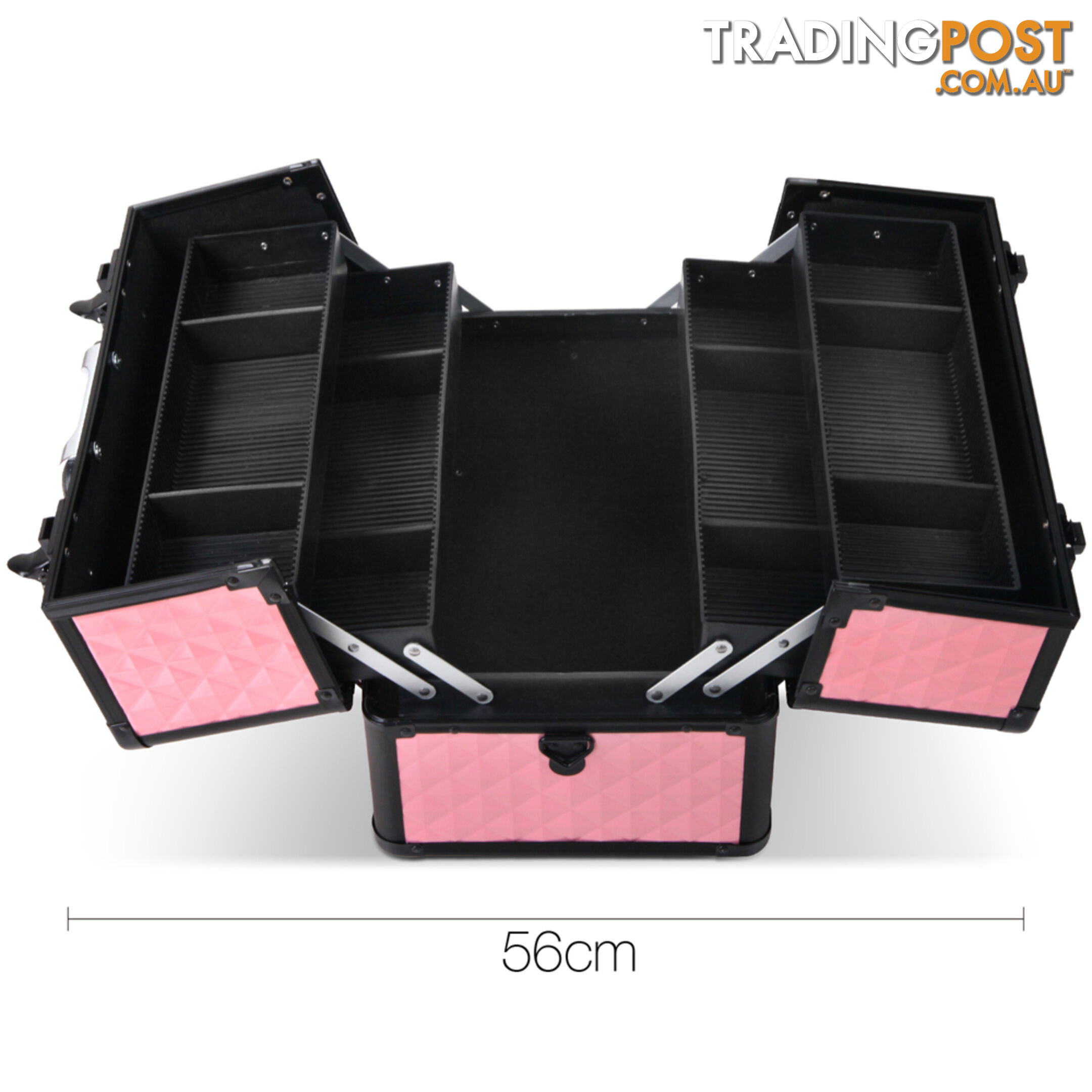 Portable Professional Makeup Beauty Case Cosmetic Box Carry Bag Diamond Pink