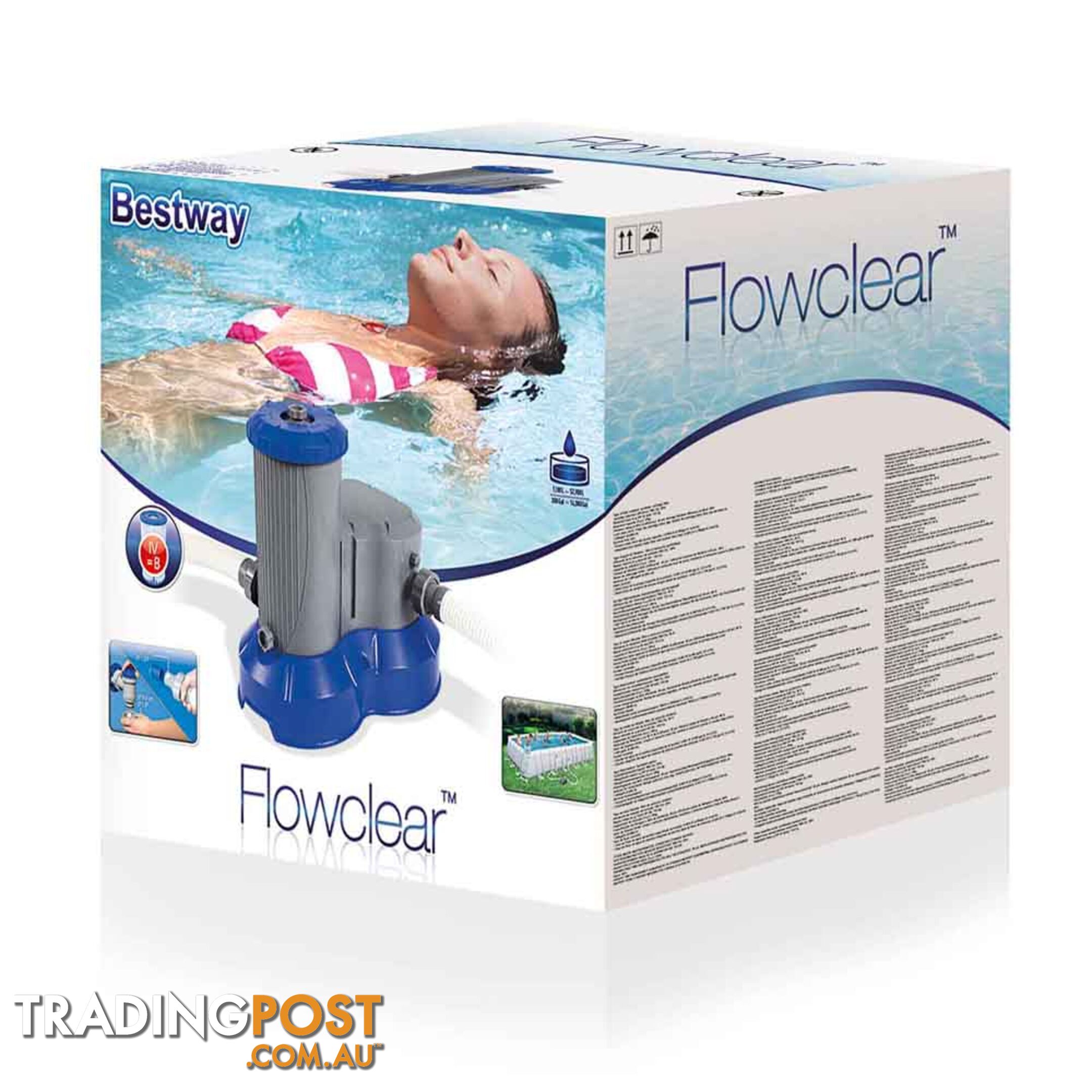 Swimming Pool FlowClear Water Pump Sand Filter Pump - Free Cartridge 9,436L/H