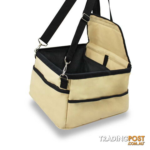 Adjustable Pet Car Carrier Dog Cat Puppy Booster Seat Travel Bag Soft Cage Beige - photo 4 of 9