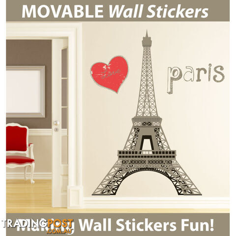 Medium Size Paris Eiffel Tower Wall Stickers - Totally Movable