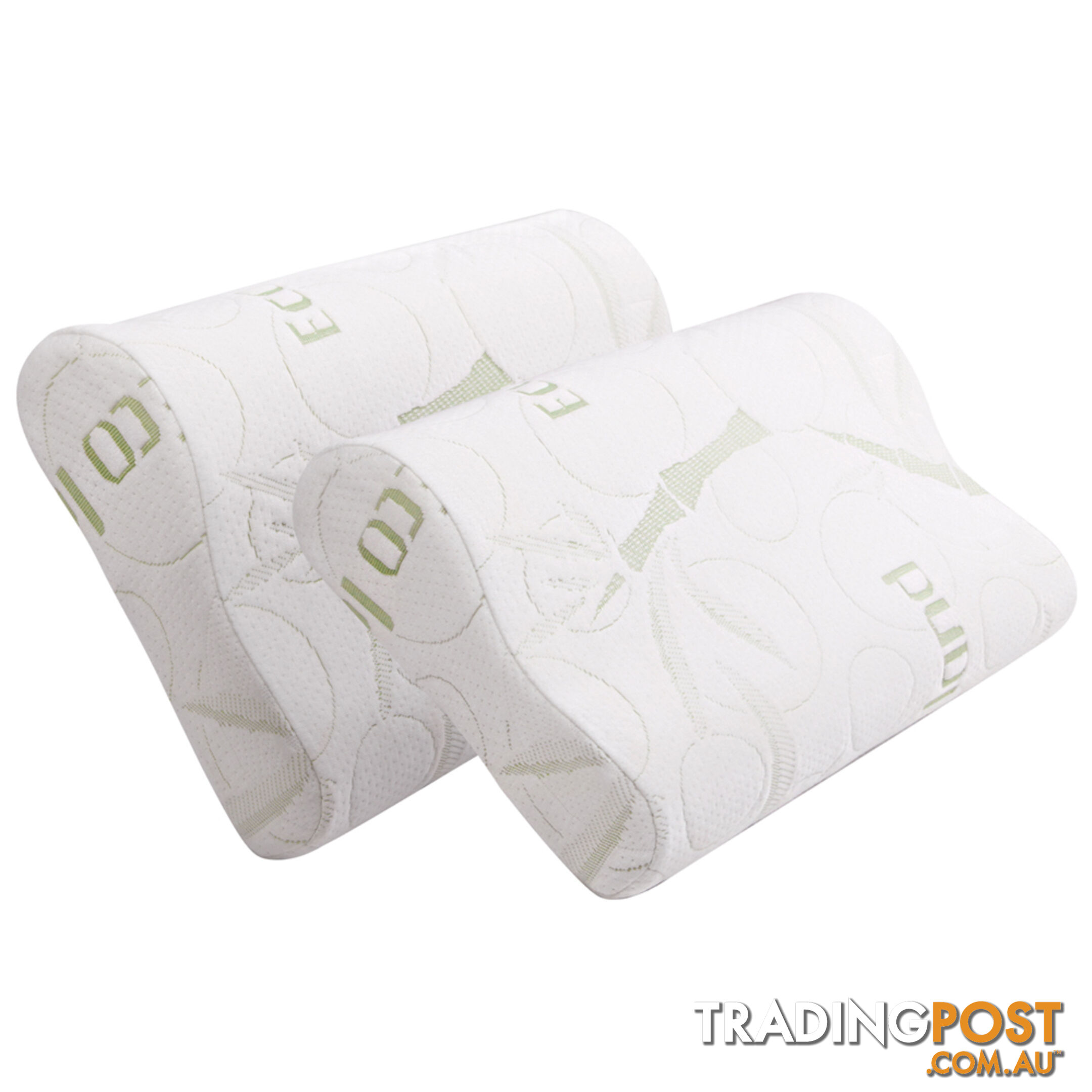 2 x Contour Memory Foam Pillow Eco-Friendly Bamboo Fabric Cover 50 x 30 cm