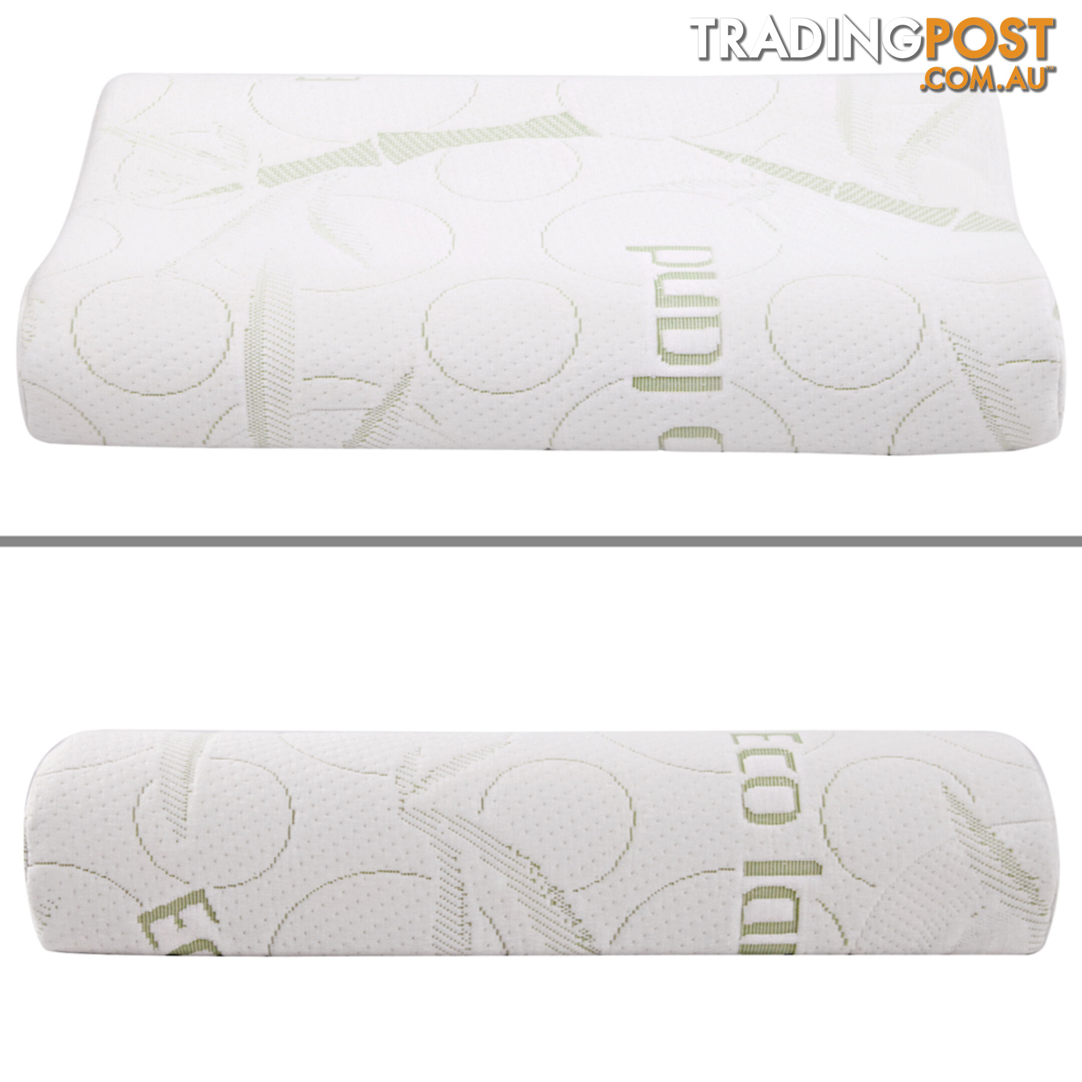 2 x Contour Memory Foam Pillow Eco-Friendly Bamboo Fabric Cover 50 x 30 cm