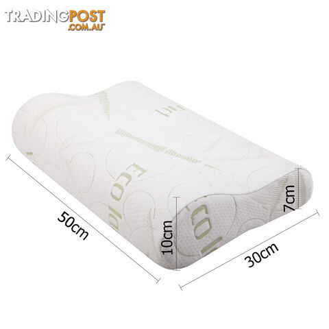 2 x Contour Memory Foam Pillow Eco-Friendly Bamboo Fabric Cover 50 x 30 cm