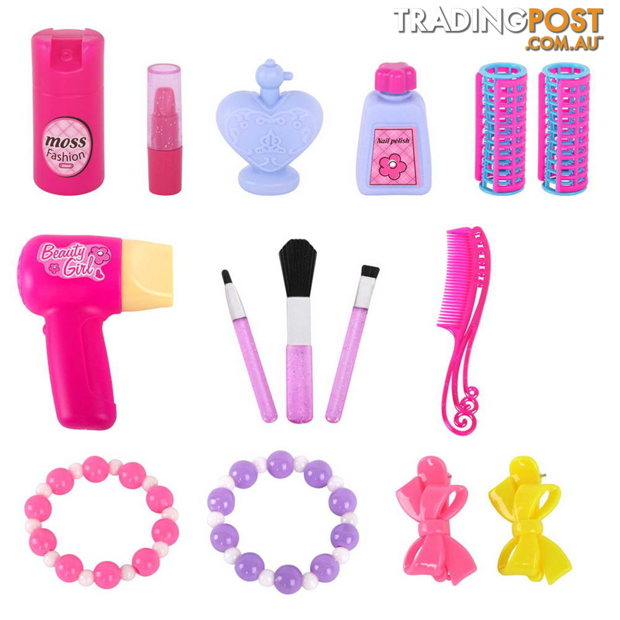 28 Piece Pretend Girls Kids Dressing Table Make Up Beauty Vanity Desk Toy Set