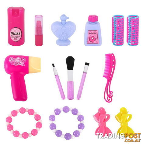 28 Piece Pretend Girls Kids Dressing Table Make Up Beauty Vanity Desk Toy Set